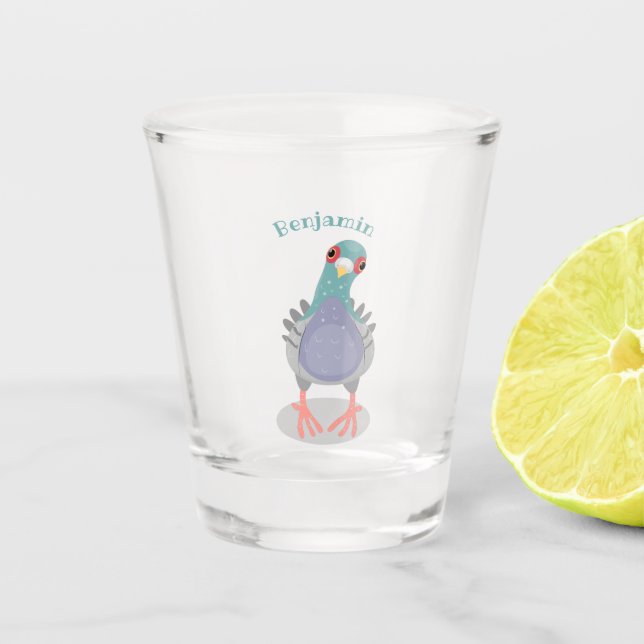 Vaso De Chupito Curioso ilustracion personalizado de palomas (Anverso)