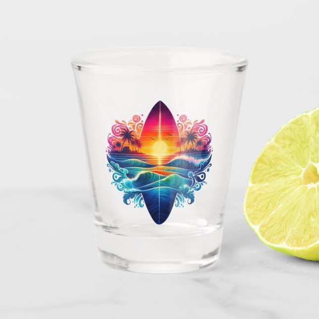 Vaso De Chupito Curvas de Surfboard de Sunset (Anverso)