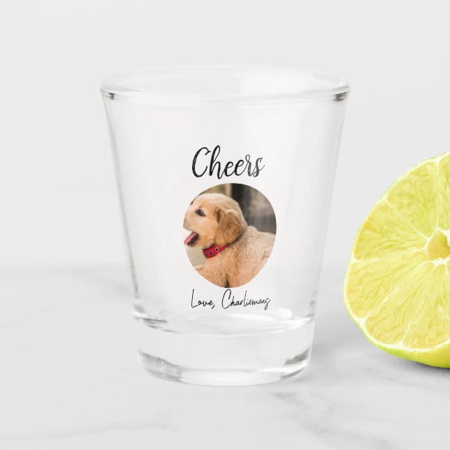 Vaso De Chupito Custom Dog Wedding Favor Dog of Honor Photo cheers (Anverso)
