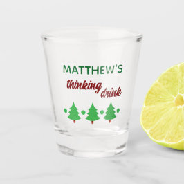 Vaso De Chupito Custom Name Funny Thinking Drink Christmas Trees
