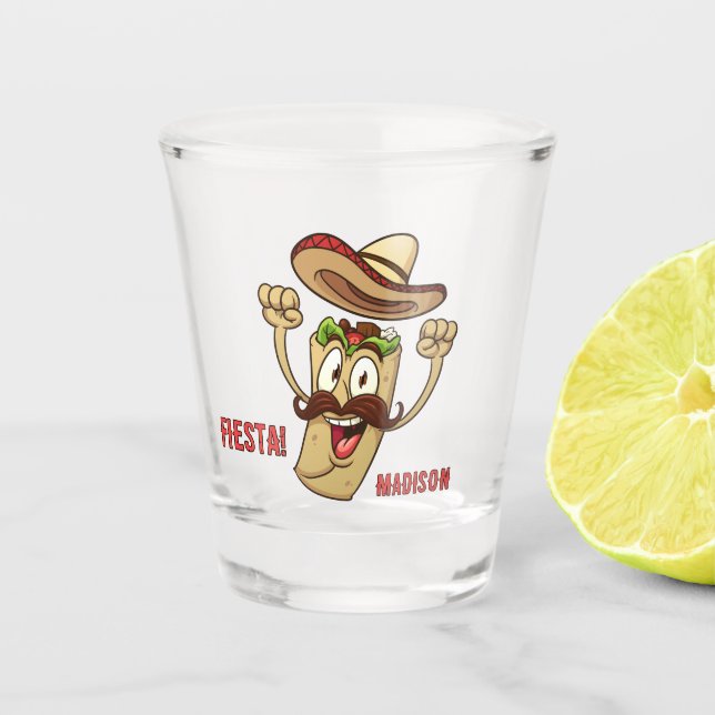 Vaso De Chupito Custom Name & Text Mexican Fiesta (Anverso)