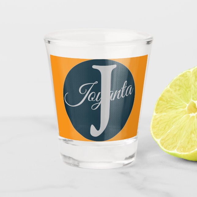 Vaso De Chupito Custom  orange greay blue Monogram Elegant (Anverso)