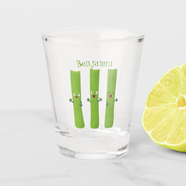 Vaso De Chupito Cute apio palitos trio verduras personalizados (Anverso)