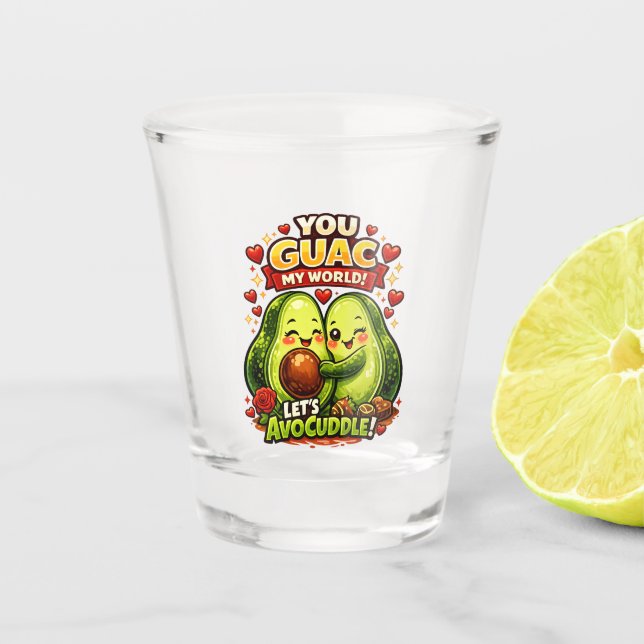 Vaso De Chupito Cute Avocado Valentine’s Love Design, kawaii Love (Anverso)