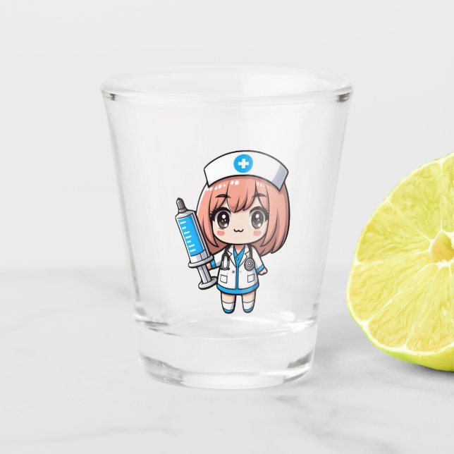 Vaso De Chupito Cute Chibi Enfermera - cuidado de la salud, anime, (Anverso)