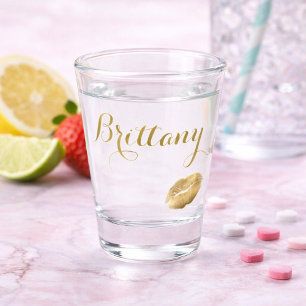 Vaso De Chupito Cute Golden Kiss Lip Print