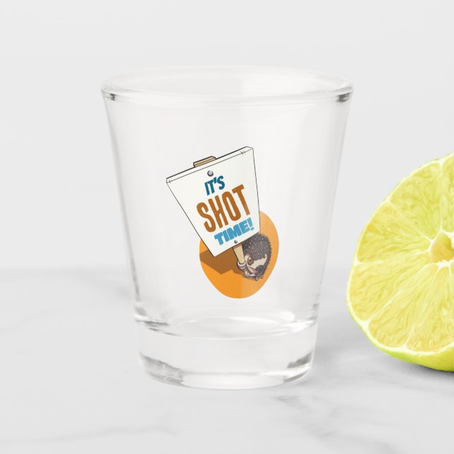 Vaso De Chupito Cute Hedgehog It's Shot Time! Picket Sign Cartoon (Anverso)