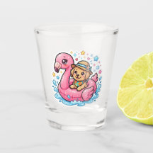 Cute Kawaii Summer Perrito Flamingo Piscina Flotad