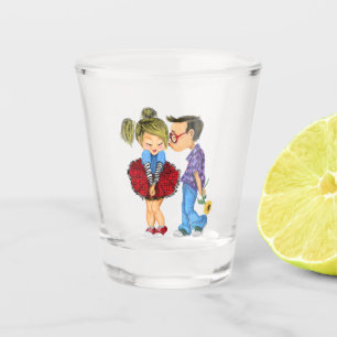 Vaso De Chupito Cute Pareja Romántica - Amor - Beso