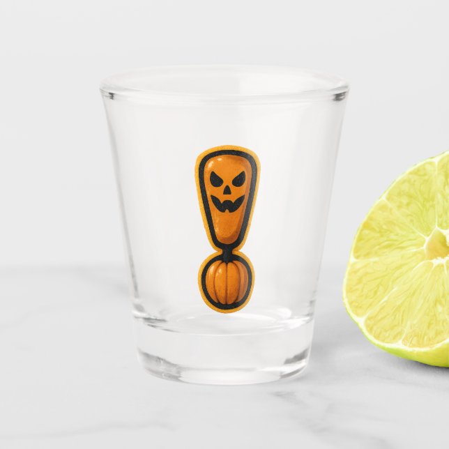 Vaso De Chupito Cute Pumpkin Halloween Exclamation Shot Glass (Anverso)