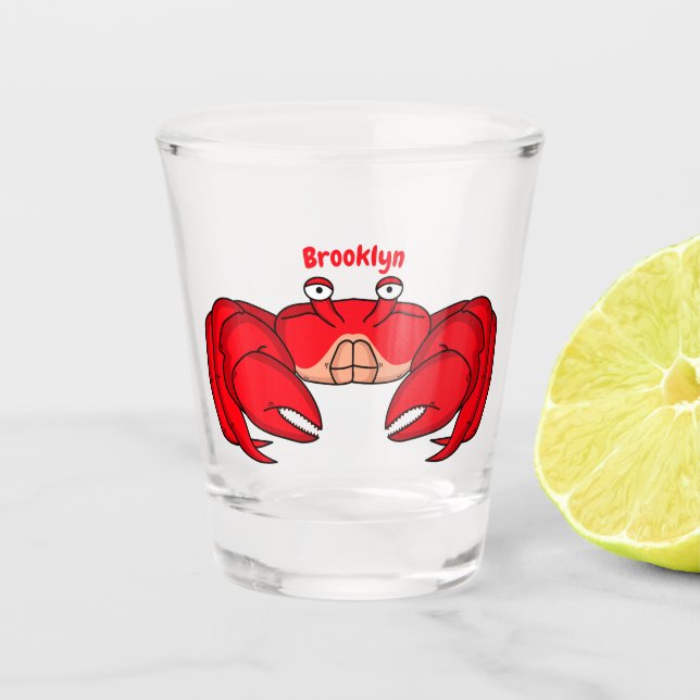 Vaso De Chupito Cute red crab cartoon illustration (Anverso)