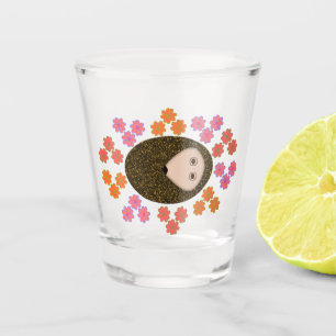 Vaso De Chupito Cute Sleepy Hedgehog y Flores