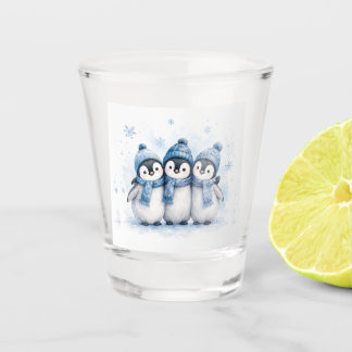 Vaso De Chupito Cute Trio de Pingüinos de Invierno para Enfriar La