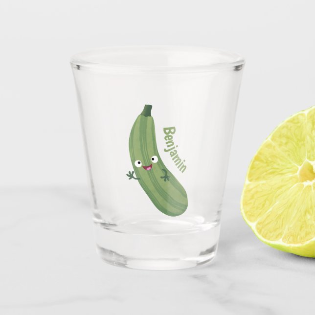 Vaso De Chupito Cute zucchini feliz personalizado ilustracion (Anverso)
