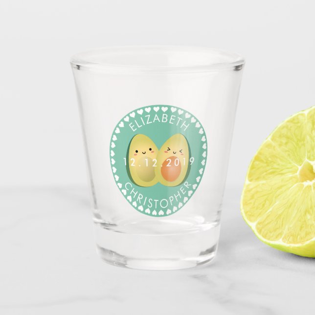 Vaso De Chupito Cutis Aguacate Pareja Graciosa Te amo Aniversario (Anverso)