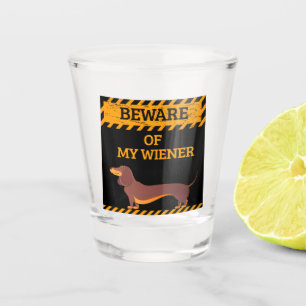 Vaso De Chupito Dachshund Perro gracioso Cuidado con mi viejero