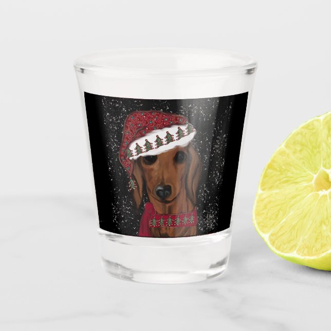 Vaso De Chupito Dachshund Rojo (Anverso)