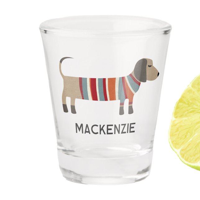 Vaso De Chupito Dachshund Sausage Wiener Dog Personalizado (Fun Dachshund Sausage Dog Wiener Dog personalized shot glass)