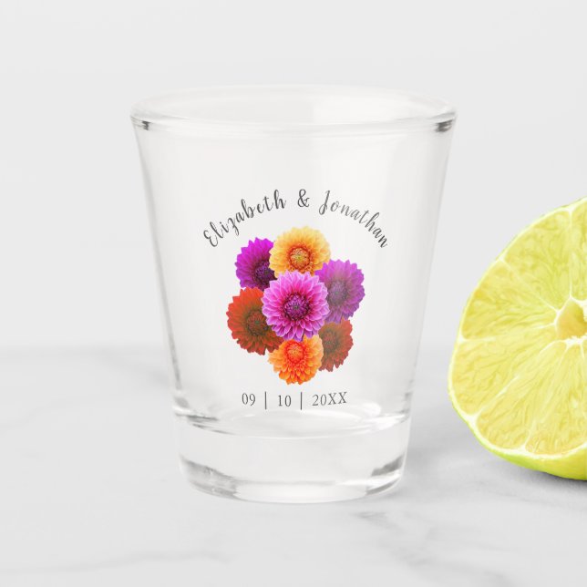 Vaso De Chupito Dahlia Autumn Boda Floral (Anverso)