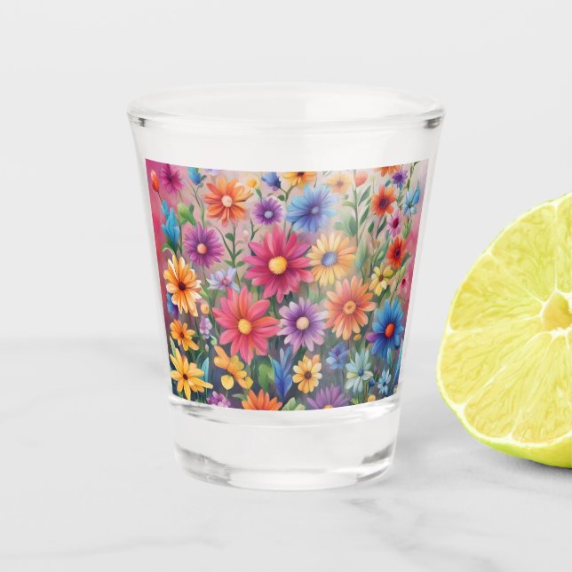 Vaso De Chupito Daisies pintados - (Anverso)
