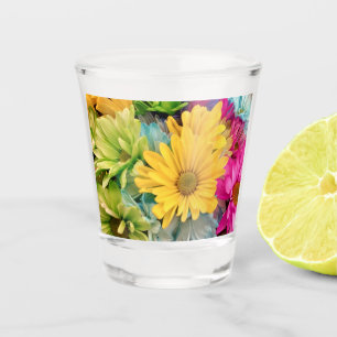 Vaso De Chupito Daisitas rosas azules y verdes amarillas -
