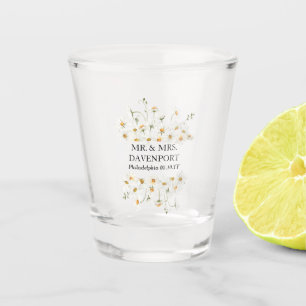 Vaso De Chupito Daisy Boda Sr. y Sra. Monogram Shot Vidrio Favor