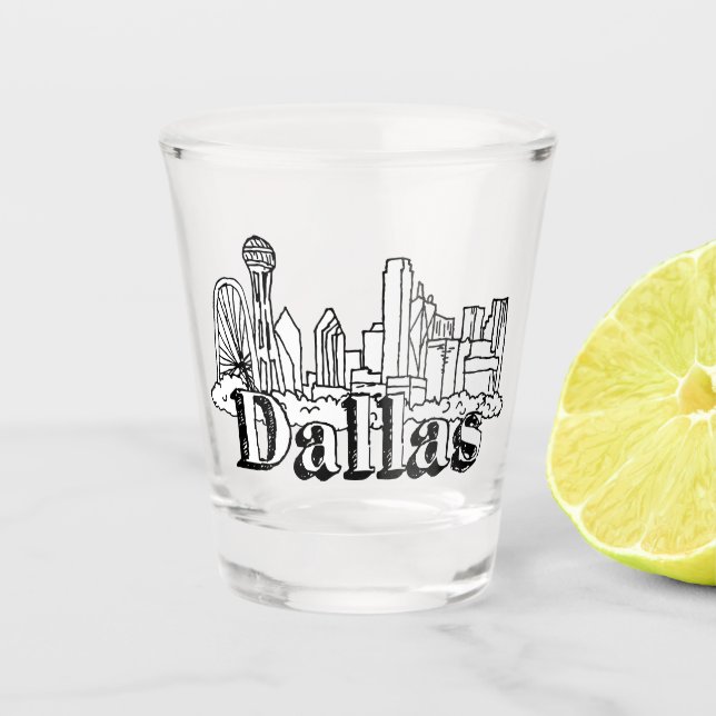 Vaso De Chupito Dallas Skyline Art Design Dallas Skyline Design (Anverso)