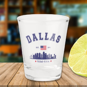 Vaso De Chupito Dallas Texas Skyline Scene