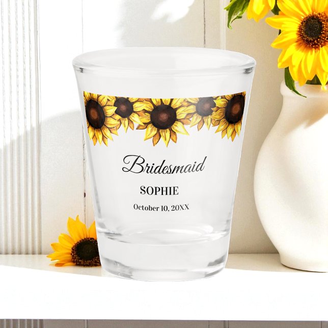 Vaso De Chupito Dama de Honor Amarillo Girasol de Boda (Subido por el creador)