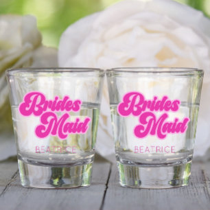 Vaso De Chupito Dama de Honor Bubblegum Rosa Retro Nombre Personal