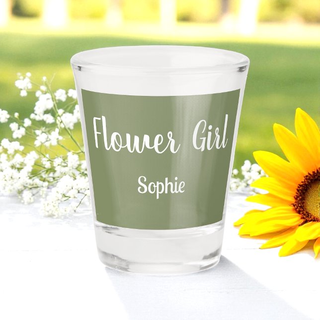 Vaso De Chupito Dama de honor niña de las flores verde salvia (Subido por el creador)