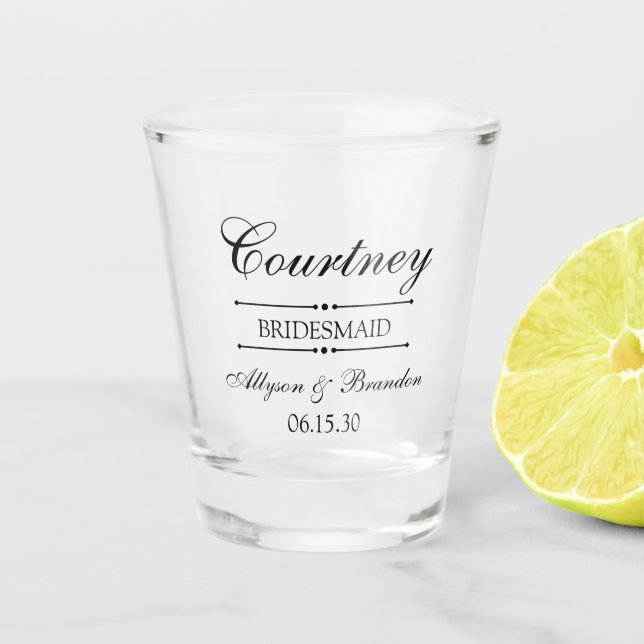 Vaso De Chupito Dama de honor personalizada (Anverso)