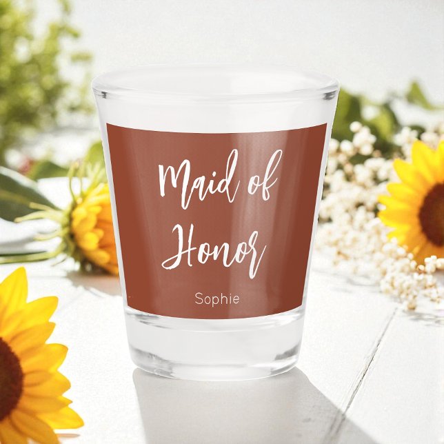 Vaso De Chupito Dama de Honor Terracota Marrón Boda (Subido por el creador)