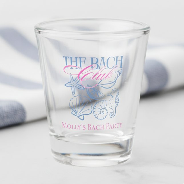 Vaso De Chupito Damas de Honor de Concha Costera (Cheers to the bride-to-be with this Coastal “Bach Club” Bachelorette Shot Glass!)