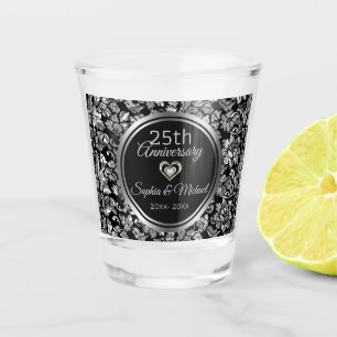 Vaso De Chupito Damasco negro y plateado 25 años