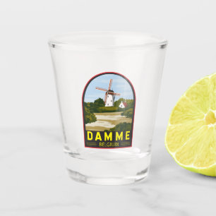 Vaso De Chupito Damme Belgium Retro Viaje Art Vintage