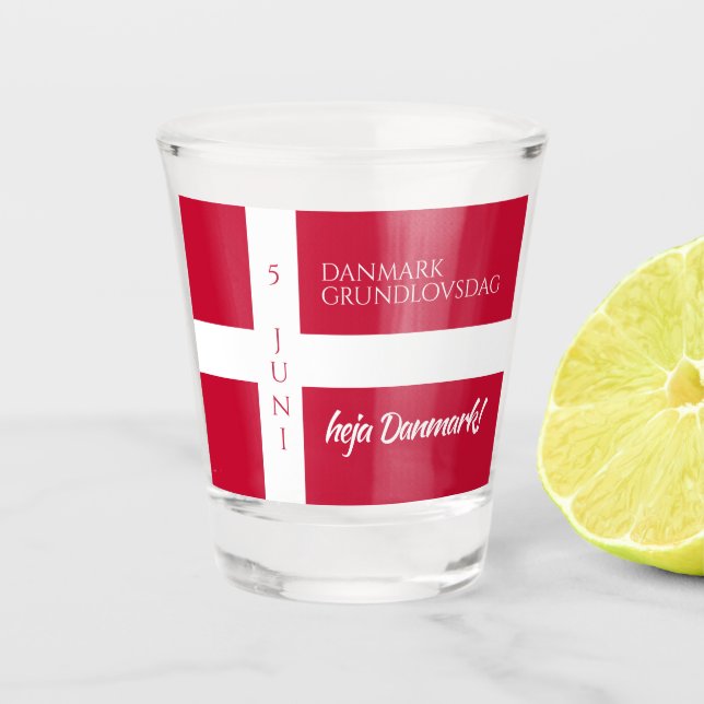Vaso De Chupito Danmark Grundlovsdag Bandera del Día Nacional Dané (Anverso)