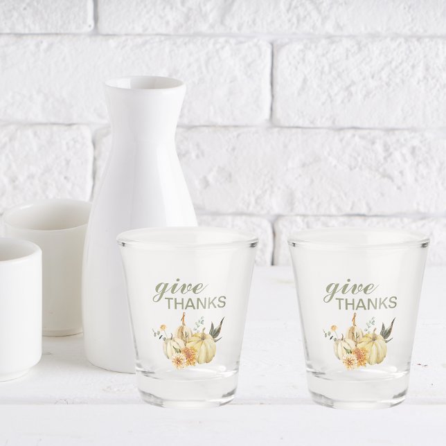 Vaso De Chupito Dar las gracias a la calabaza acuarela (Subido por el creador)