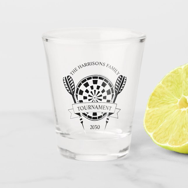 Vaso De Chupito Dart de nombre personalizado de familia moderna (Anverso)