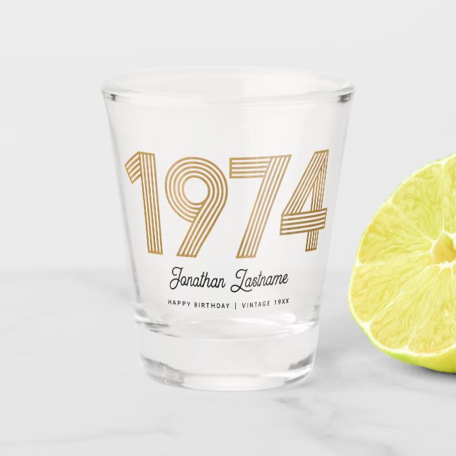Vaso de chupito de 50 cumpleaños oro y negro de 19 (Anverso)