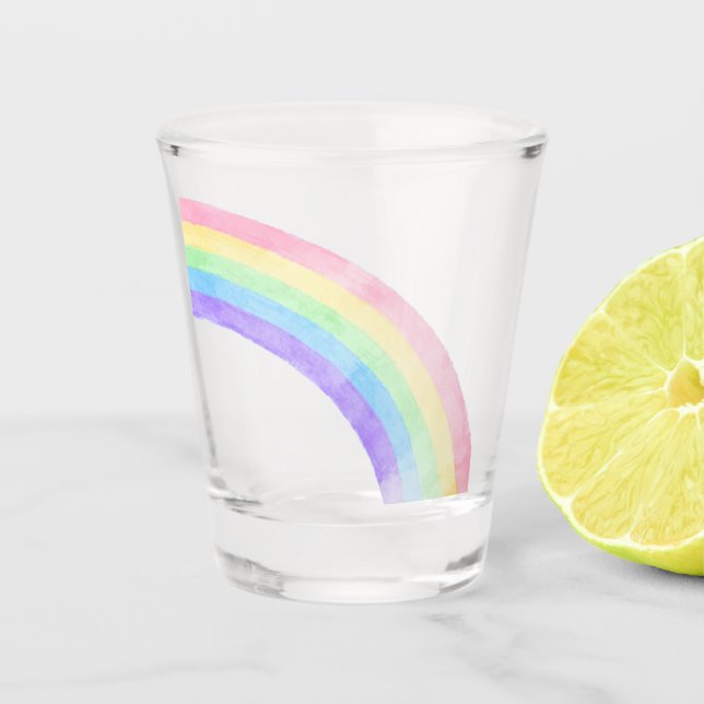 Vaso de chupito de acuarela de arcoíris (Anverso)