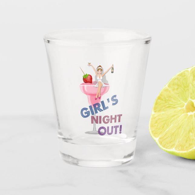 Vaso De Chupito De Bachelorette de la chica marchosa de la noche (Anverso)