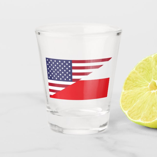 Vaso de chupito de bandera estadounidense polaca (Anverso)