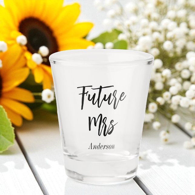 Vaso de chupito de boda futura Sra. Negro Blanco (Subido por el creador)