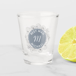 Vaso de chupito de boda para el padrino de azul po