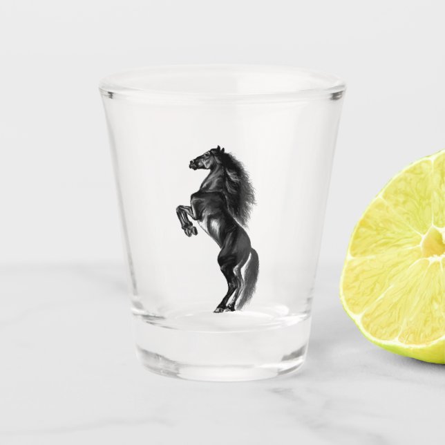 Vaso de chupito de caballo salvaje negro erguido (Anverso)