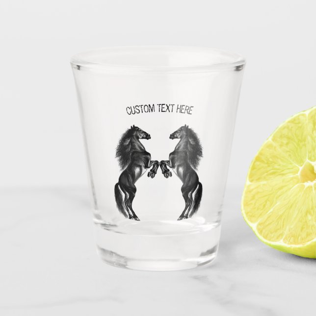 Vaso de chupito de caballos salvajes negros vertic (Anverso)