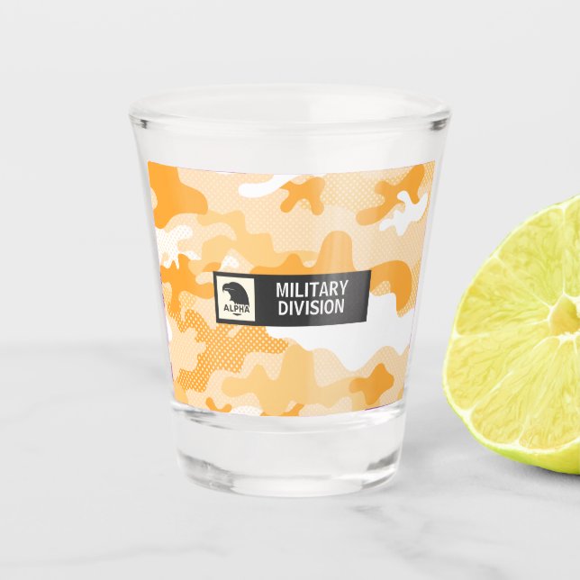 Vaso de chupito de camuflaje naranja militar (Anverso)