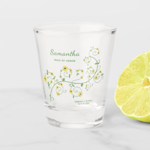 Vaso de chupito de flor amarilla personalizado par