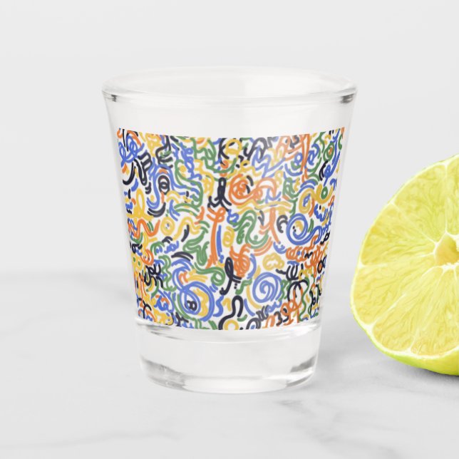 Vaso de chupito de garabato abstracto moderno - Ba (Anverso)
